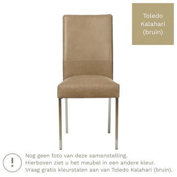 Leren eetkamerstoel Real - Toledo Kalahari (bruin) - Poten, Huis en Inrichting, Bruin, Nieuw, Ophalen of Verzenden, Eén
