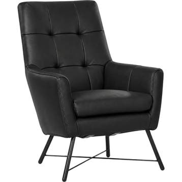 Leren fauteuil Proud - Granada Black (zwart), Nieuw, Ophalen of Verzenden, 75 tot 100 cm, Industrieel, Modern