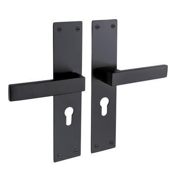 Deurklink Nova zwart met schild en cilindergat 55 mm - de..., Ophalen of Verzenden, Nieuw, IJzer, Klink of Kruk