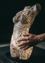 Lamp - Hars, Glas - Een borstbeeld van een vrouw