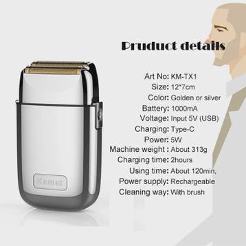 Kemei TX1 All-metal Elektrische Scheerapparaat - Draadloos,, Verzenden, Nieuw
