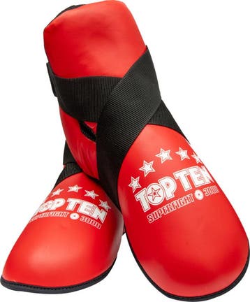 TOP TEN Voetbeschermers Super Fight 3000 Rood (TAEKWONDO), Sport en Fitness, Vechtsporten en Zelfverdediging, Ophalen of Verzenden