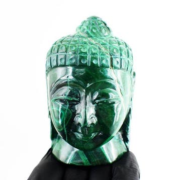 Beeld, No Reserve - Big Congo Malachite Carved Divine Lord