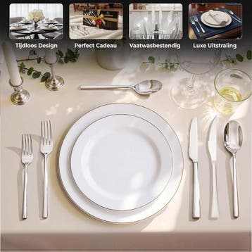 HI NATURE™ Besteksets - 6 Persoons Bestekset 100% RVS, Ophalen of Verzenden, Nieuw