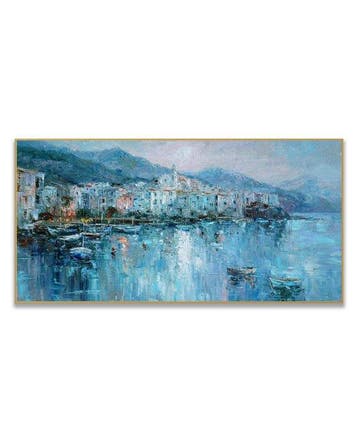 Stefano - Mediterranean Moonlit Harbor, Antiek en Kunst