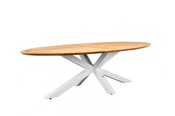 Suns Madre tuintafel matt white frame met ovaal teak blad, Ophalen of Verzenden, Nieuw