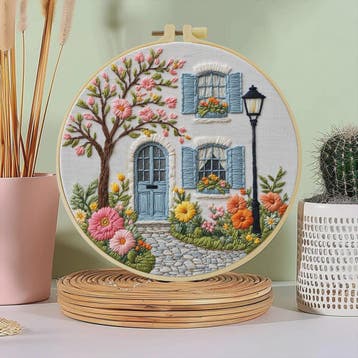 Borduurpakket 'De Tuin voor de Deur' - DIY Handwerk Kit 20x2, Verzenden, Nieuw