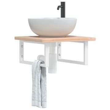 vidaXL Badkamer wandschap staal en massief eikenhout, Verzenden, Nieuw