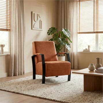 Leren fauteuil Glory - Kenia Rost (oranje), Nieuw, Ophalen of Verzenden, 50 tot 75 cm, Industrieel, Modern