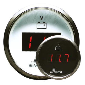 Wema Voltmeter Digitaal LED 12-24 volt Silver Gauge Serie-Wi, Ophalen of Verzenden, Nieuw