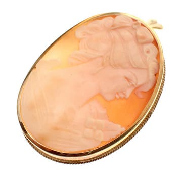 Antiek gouden broche/hanger met camee (Hanger of bedel), Ophalen of Verzenden, Gebruikt, Goud, Overige merken