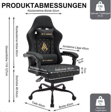 Gamingstoel Racestijl – Met Voetsteun ; Verstelbare Armen, Huis en Inrichting, Bureaustoelen, Verzenden, Zwart, Nieuw, Ergonomisch