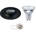 GU10 Inbouwspot Set - Mat Zwart - Inbouw Rond - Philips -, Metaal of Aluminium, Nieuw, Ophalen of Verzenden, Led
