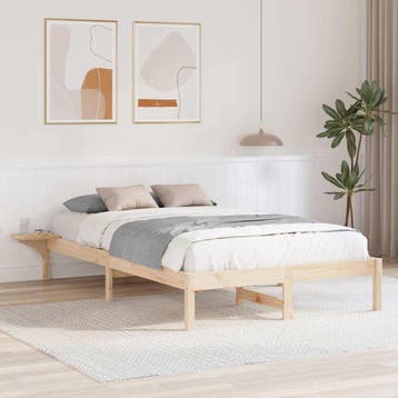 vidaXL Bedframe Naturel 120 x 200 cm Massief grenenhout, Verzenden, Nieuw, Bruin, Hout