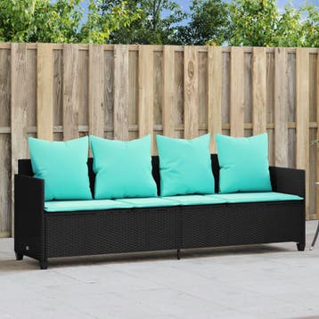 vidaXL Ligbed met kussens poly rattan zwart, Verzenden, Nieuw