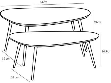 Mica Decorations Jailey Bijzettafel - Set van 2 - L84 x B39, Verzenden, Nieuw