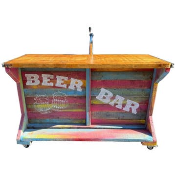 Huur: Mobiele houten beer voorzetbar in Ibiza stijl, Ophalen of Verzenden