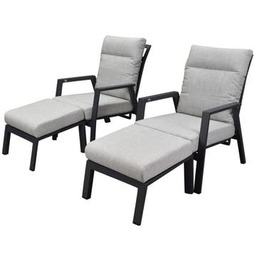 Barolo lounge balkonset 4 delig verstelbaar antraciet, Ophalen of Verzenden, Nieuw, Aluminium