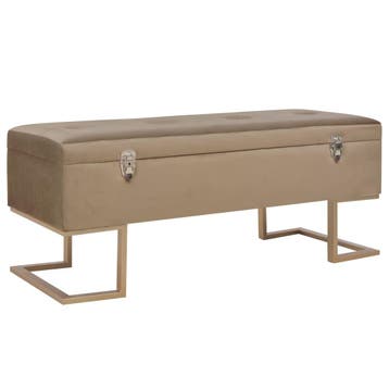 vidaXL Bankje met opbergvak 105 cm fluweel beige, Verzenden, Nieuw