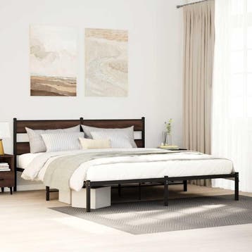 vidaXL Bedframe met hoofdbord zonder matras bruin eiken, Bruin, Verzenden, Overige maten, 200 cm