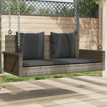 vidaXL Schommelbank met kussens 119x56x48 cm poly rattan, Verzenden, Nieuw