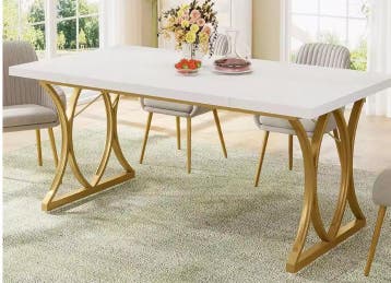 Moderne Eettafel 120 cm – Voor 6 Personen, Gouden Poten, Verzenden, Nieuw