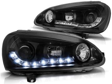 Koplampen VW Golf V Devil Eyes DRL look met ELR zwart, Ophalen of Verzenden, Nieuw