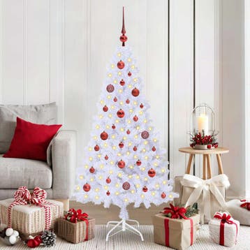 vidaXL Kunstkerstboom Wit 150 cm PVC en staal, Verzenden, Nieuw