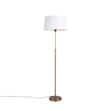 Vloerlamp brons met linnen kap wit 45 cm verstelbaar - Parte, Verzenden, Nieuw, Country-rustic