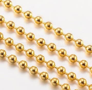 50 cm DQ Metaal Ball Chain ketting dikte 1,2 mm Goud kleu..., Ophalen of Verzenden, Nieuw, Overige typen