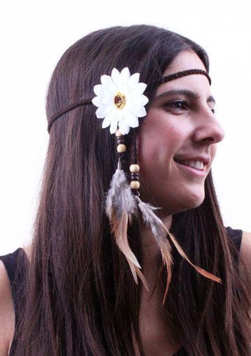 Hoofdbandje met bloem en veren wit, Kleding | Dames, Ophalen of Verzenden, Nieuw