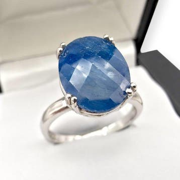 Zonder minimumprijs - Ring Zilver - saffier, Nieuw