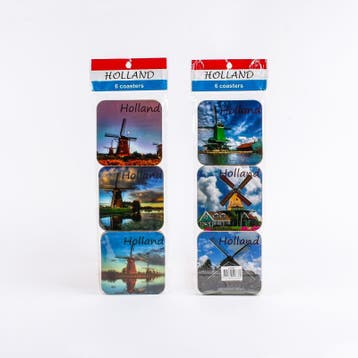 Set van 6 kurk onderzetters met full colour Hollandse Molens, Ophalen of Verzenden, Nieuw