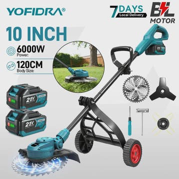 YOFIDRA 10-Inch Elektrische Grasmaaier - Krachtige 6000W Bor, Tuin en Terras, Grasmaaiers, Verzenden, Nieuw