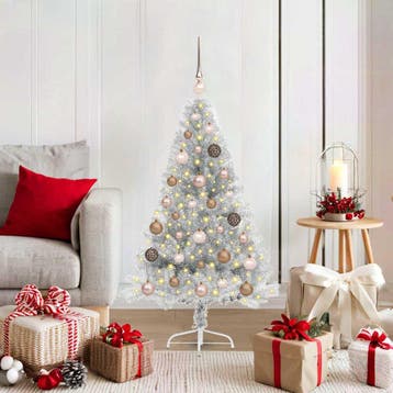vidaXL Kunstmatig Voorverlicht Kerstboom met 150 LED Zilver, Verzenden, Nieuw