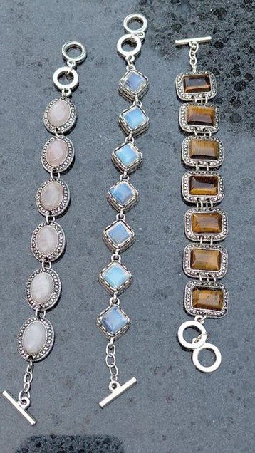 Prachtige edelsteen armbanden - Rozenkwarts, Opaline,