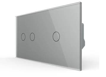 Livolo Touchscreen Schakelaar 2+1 | Grijs Glas | Puls |, Ophalen of Verzenden, Nieuw, Schakelaar
