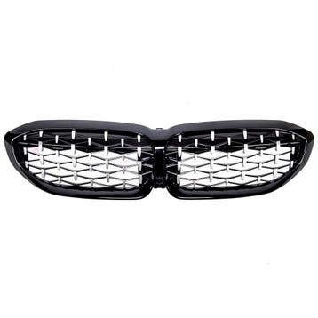 Black/Chrome Diamond Look Sport Front Grill voor BMW 3 Serie, Ophalen of Verzenden