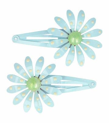 Haarspeld Klikklak 7cm - Bloem - Metaal - Blauw - Set van 2, Nieuw