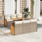 vidaXL 7-delige Loungeset met kussens poly rattan acacia, Verzenden, Nieuw, Rotan, Loungeset