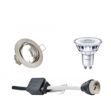 GU10 Inbouwspot Set - Mat Nikkel - Inbouw Rond - Kantelbaar, Ophalen of Verzenden, Nieuw, Overige fittingen, Plafondspot of Wandspot