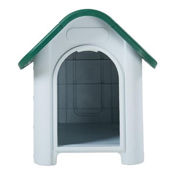 Hondenhok Bello kunststof wit en groen 75x59x66 cm [en.casa], Verzenden, Nieuw