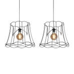 Set van 2 retro hanglampen zwart 50 cm - Granny Frame, Verzenden, Nieuw, Retro