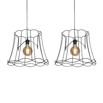 Set van 2 retro hanglampen zwart 50 cm - Granny Frame, Verzenden, Nieuw, Retro