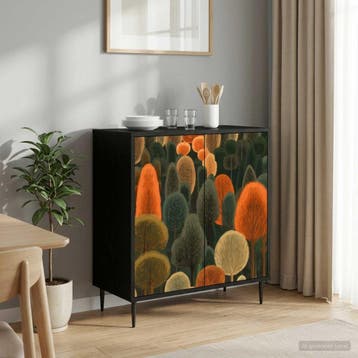 vidaXL Dressoir ZAANDAM Zwart eiken 69 x 33 x 76 cm Bewerkt, Verzenden, Nieuw, Overige houtsoorten, Minder dan 50 cm