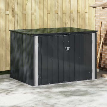 vidaXL Tuinopslagdoos Zwart 151,5 x 107 x 100 cm Staal, Verzenden, Nieuw
