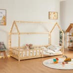 Kinderbed Hesel huisbed met uitvalbeveiliging 90x200 cm hout, Verzenden, Nieuw