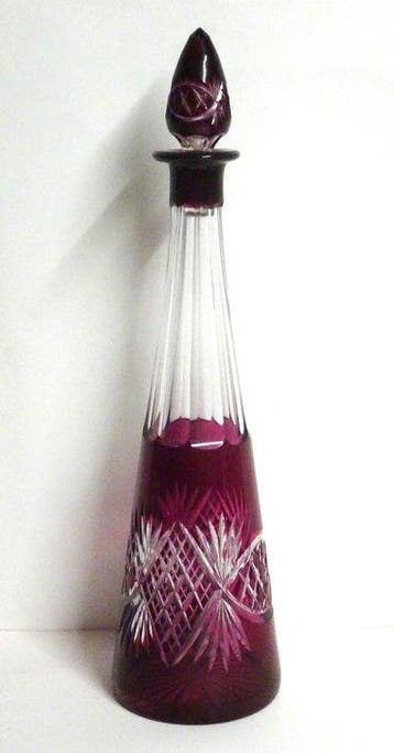 Val Saint Lambert - Karaf - Kristal - kleur prune