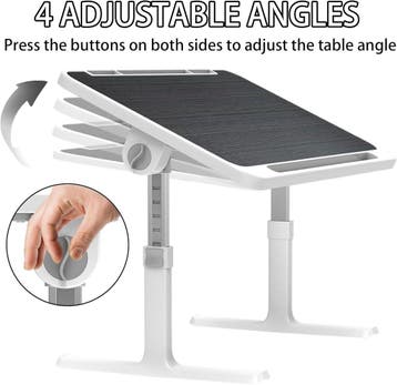 Laptoptafel - Bijzettafel - Verstelbaar - 60x40 cm - Wit/Zwa, Verzenden, Zo goed als nieuw
