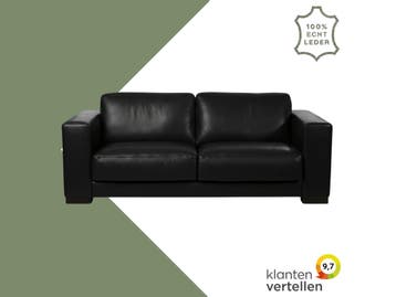 Leren bank Clear - 2,5 zits - Granada Black (zwart) - Poten, Huis en Inrichting, Bohemian, Eigentijds, Modern, Retro, Vintage